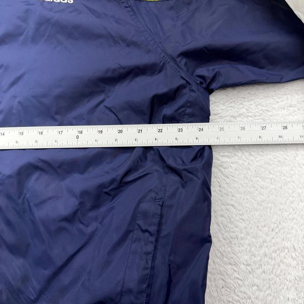 Vintage Adidas Windbreaker Jacket Mens Large Navy Blue White Neon Full Zip‎ 90s